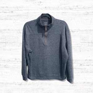 Roundtree & Yorke Sweater Mens Quarter Zip Pullover Size Large Grey Long Sleeve